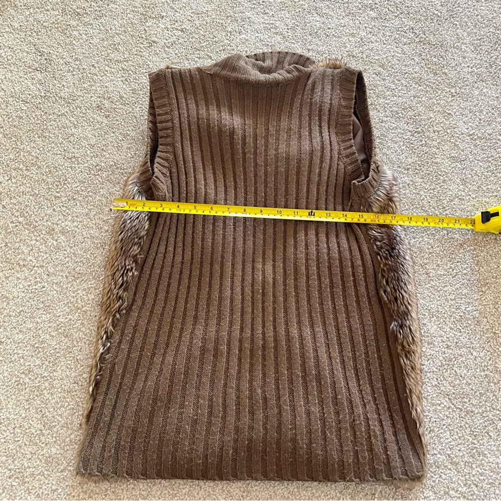 89th & Madison Y2K Vintage Faux Fur Brown Knit Collared Vest - Picture 10 of 11